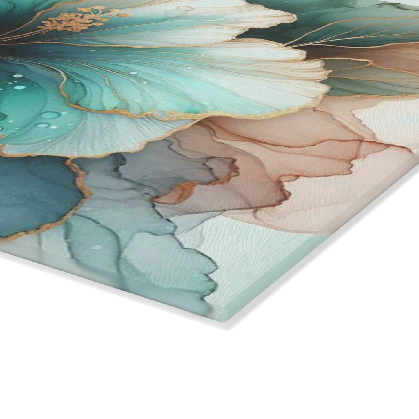 🌸✨ Teal Bloom Elegance Cutting Board – Watercolor Floral Kitchen Art ✨🌸