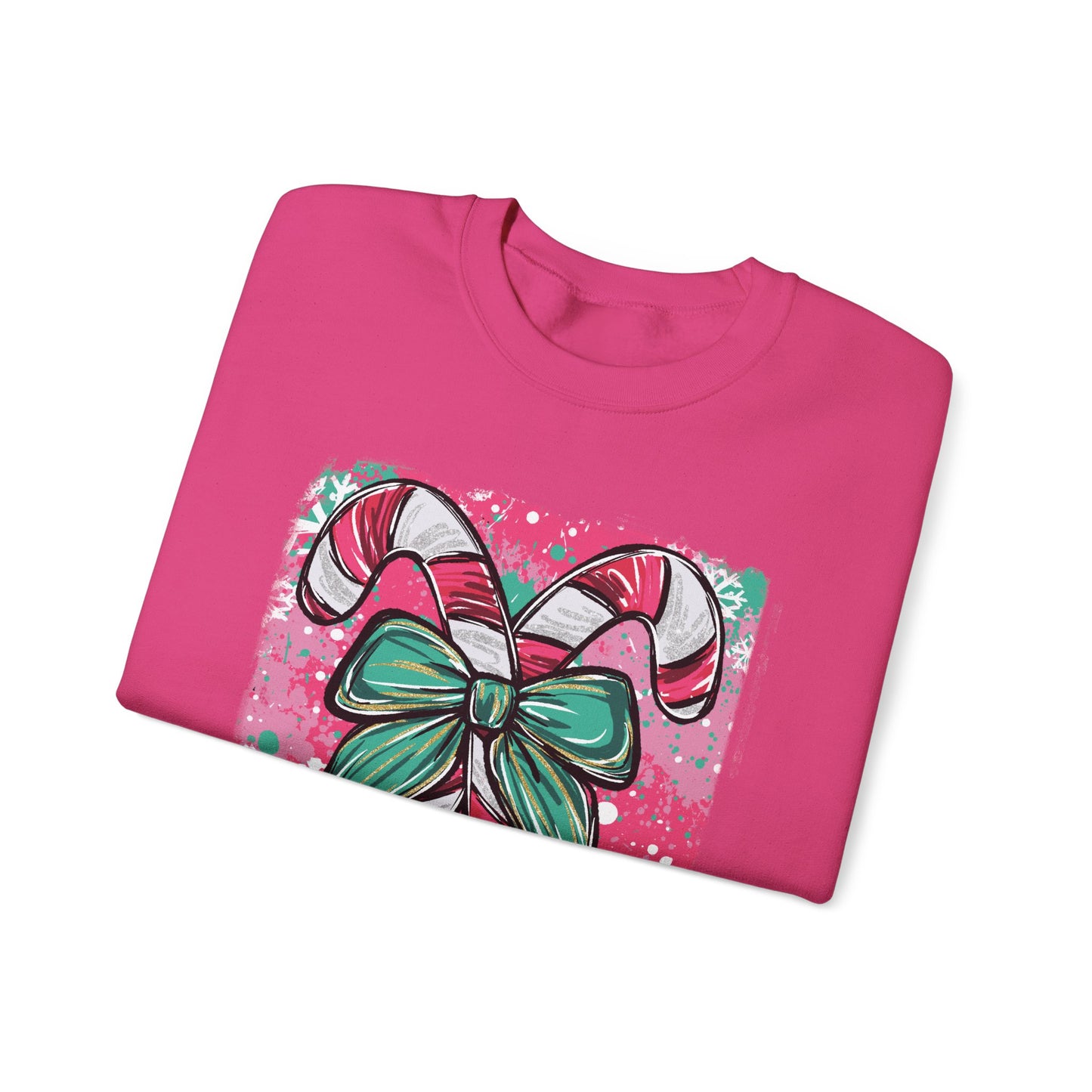 🍭✨ Candy Cane Bow Sweatshirt – Sweet Holiday Style 💖🎀