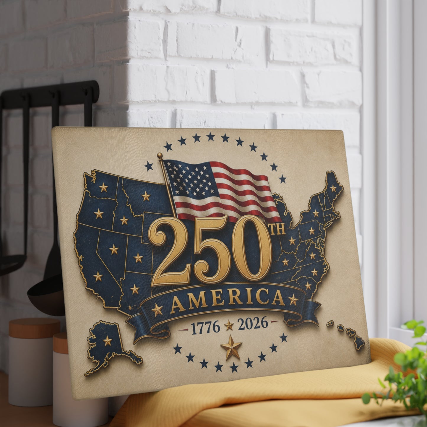 America 250th Anniversary Tempered Glass Cutting Board