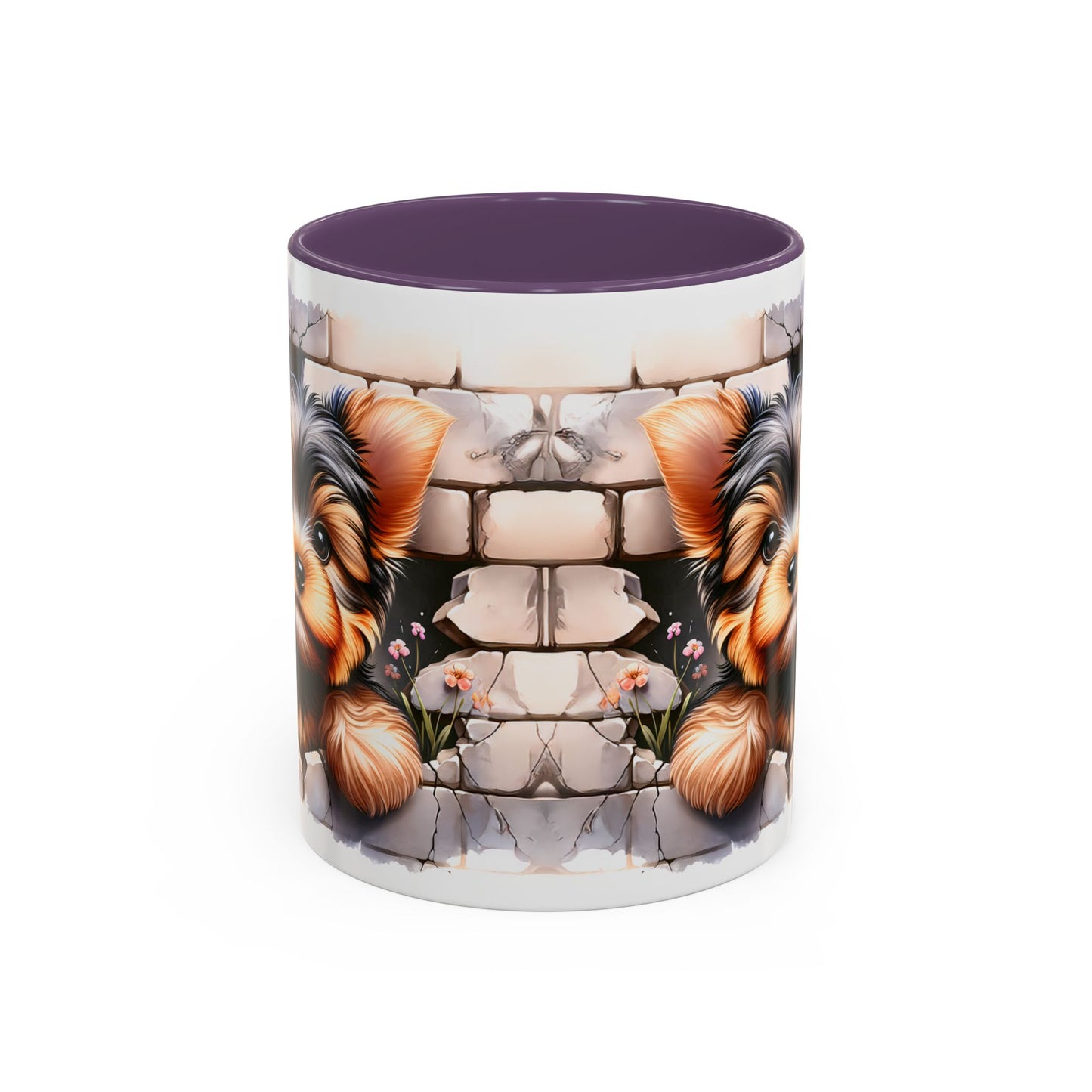 🎀🐶 Yorkie Puppy Accent Mug – Cute Peek-Through Dog Design for Animal Lovers ☕💖