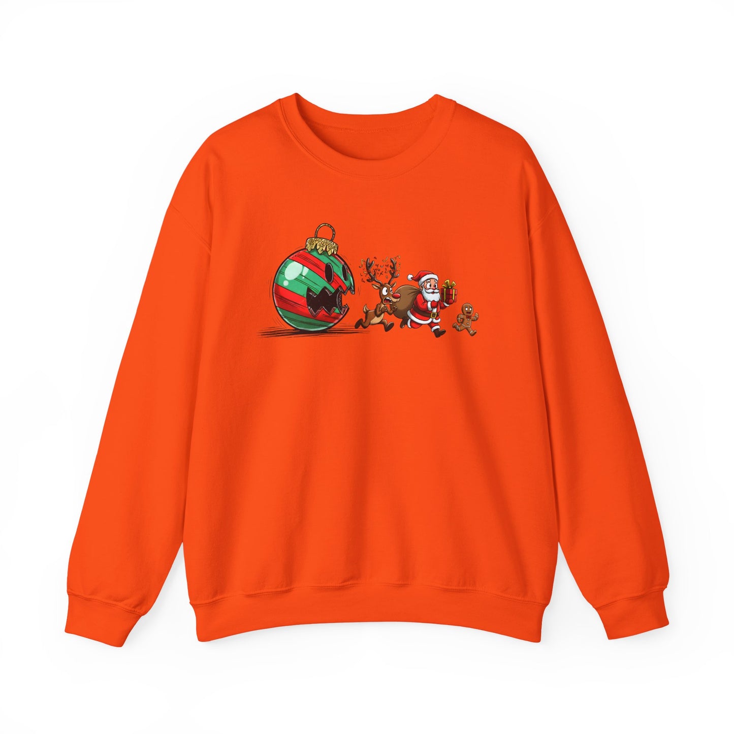 🎄🎅 Santa’s Great Ornament Escape Sweatshirt – Funny Christmas Crewneck for Holiday Laughs