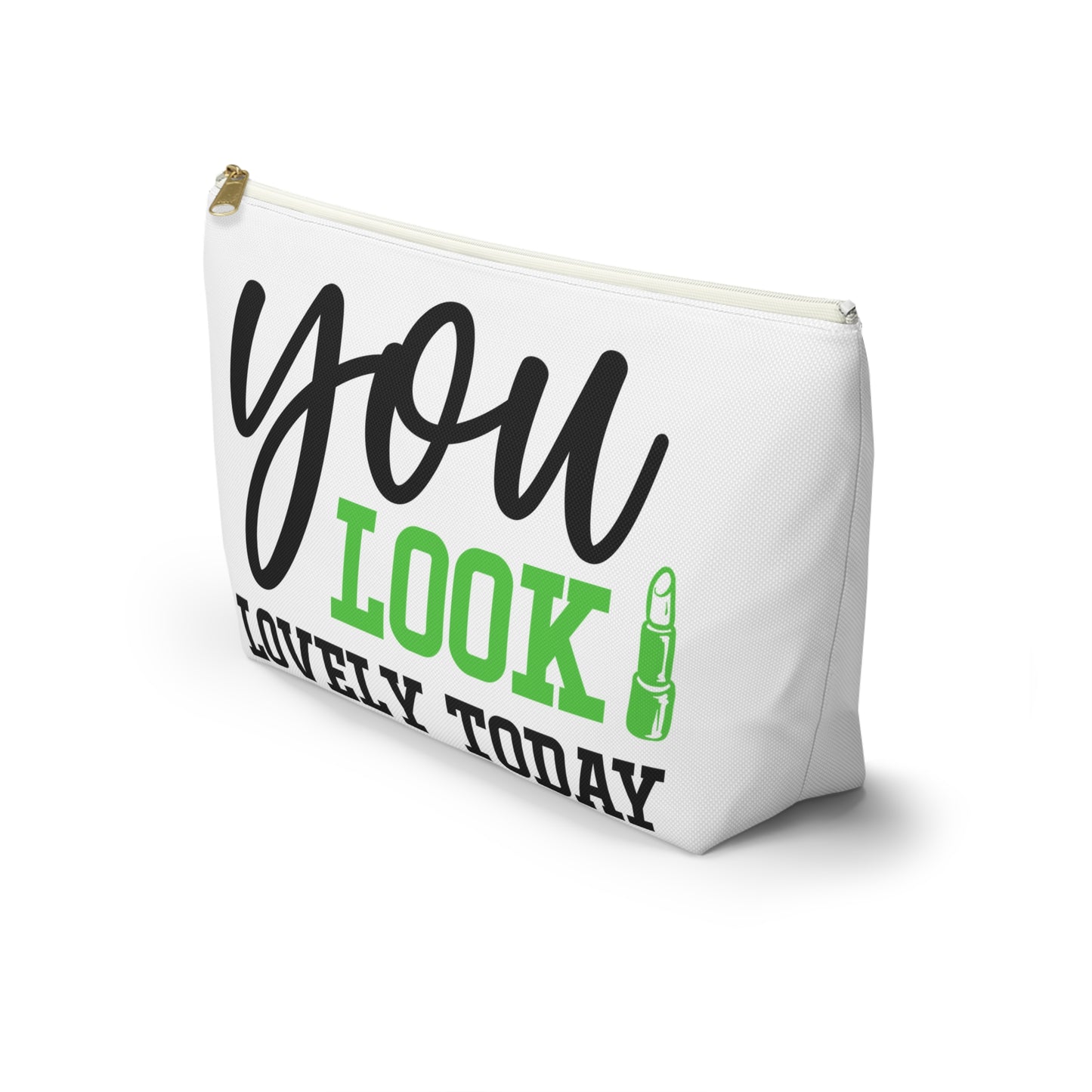 Accessory Pouch – "You Look Lovely Today" Green Makeup Bag
