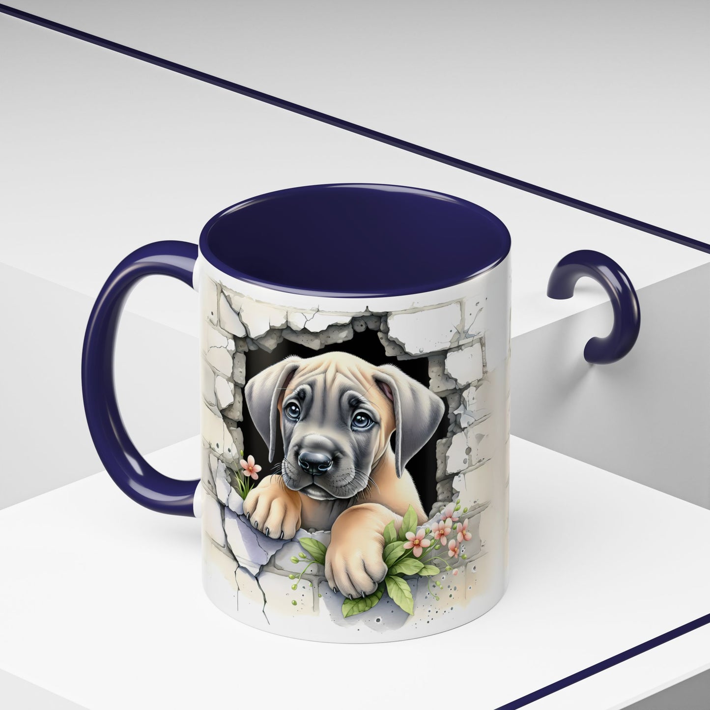 🐾 Great Dane Puppy Accent Mug – Sweet Peek-Through Puppy Design ☕💛