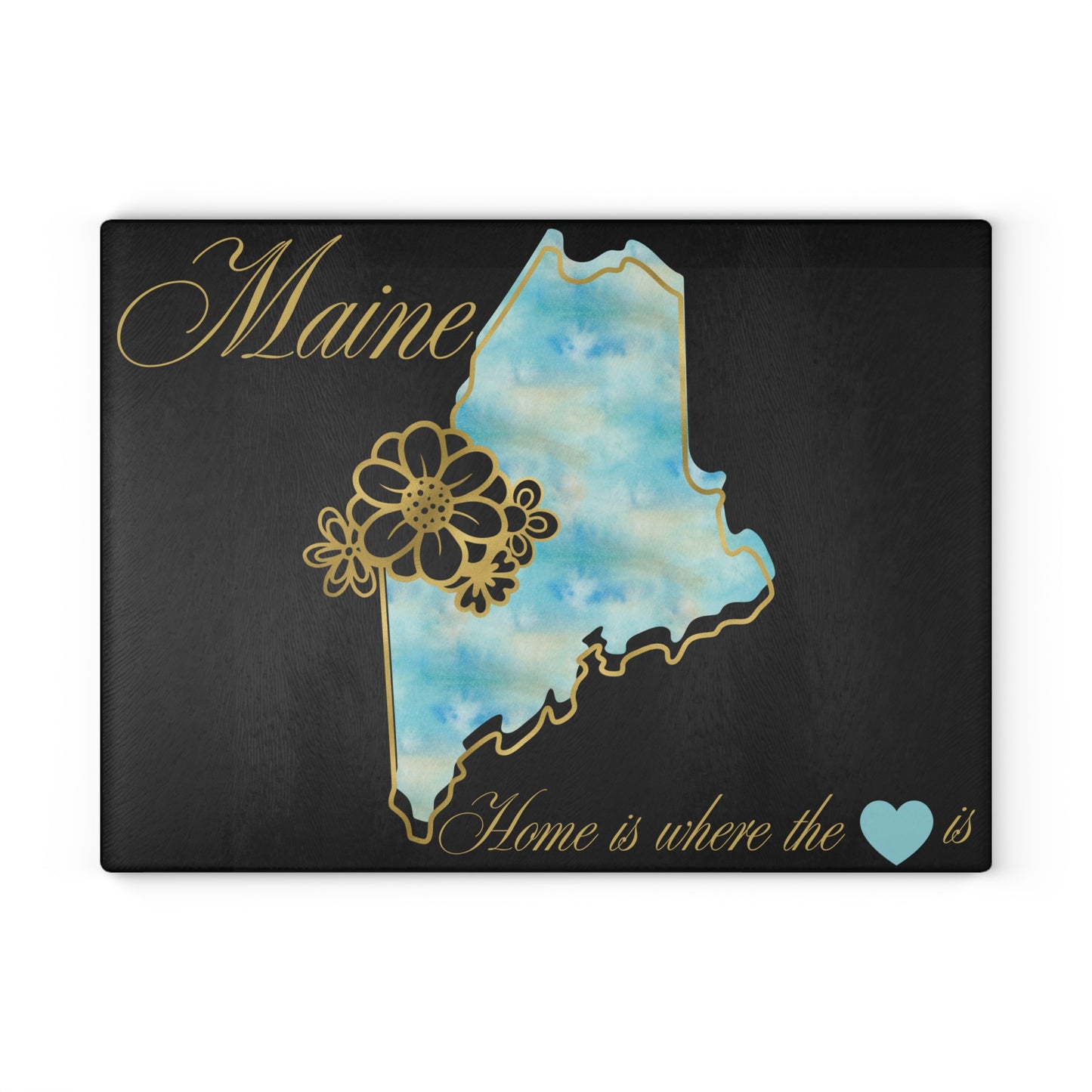 💙 Maine State Cutting Board – Coastal Skies & New England Charm