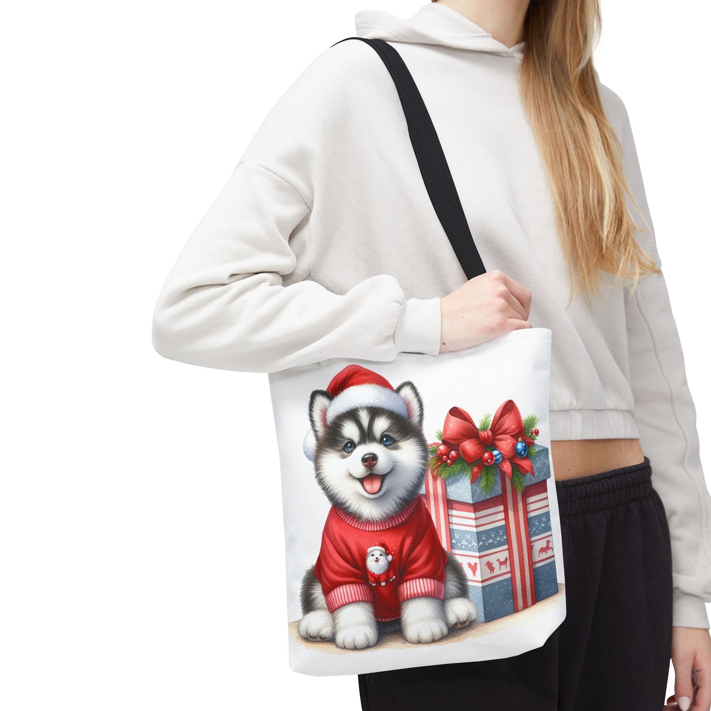🎁 Christmas Husky Tote Bag – Festive Pup & Holiday Cheer in Every Carry 🎄