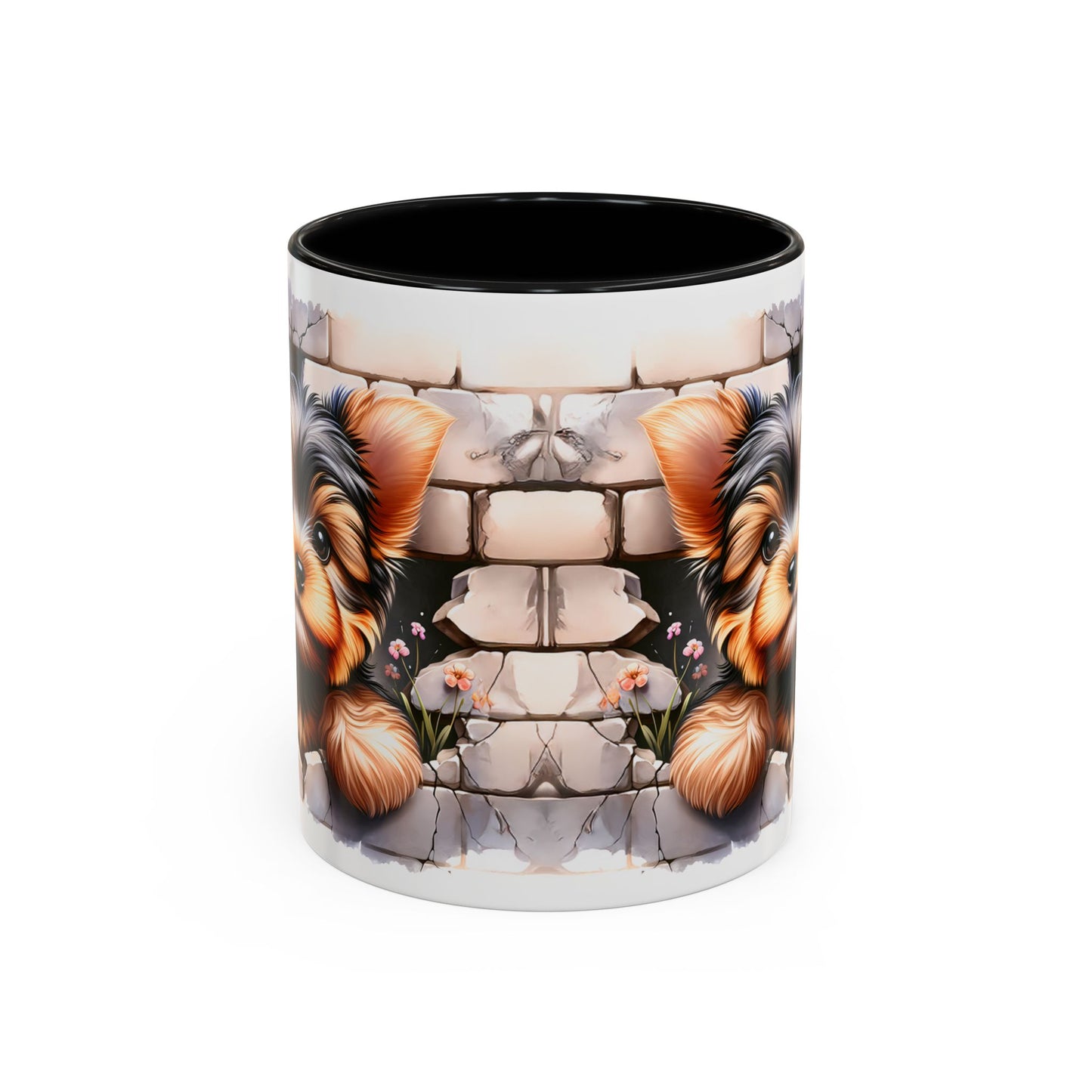 🎀🐶 Yorkie Puppy Accent Mug – Cute Peek-Through Dog Design for Animal Lovers ☕💖