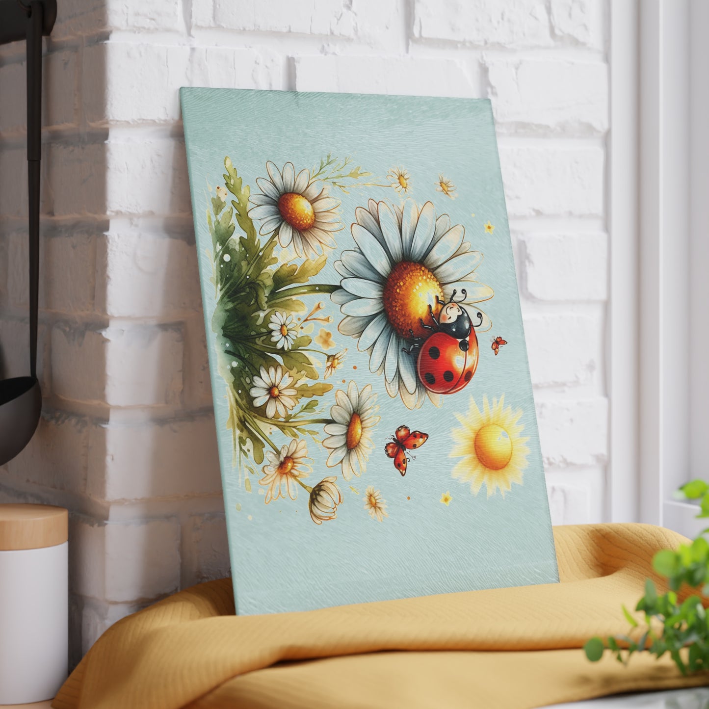🌼🐞 Ladybug & Daisies Cutting Board – Cheerful Charm for Your Kitchen 🌞