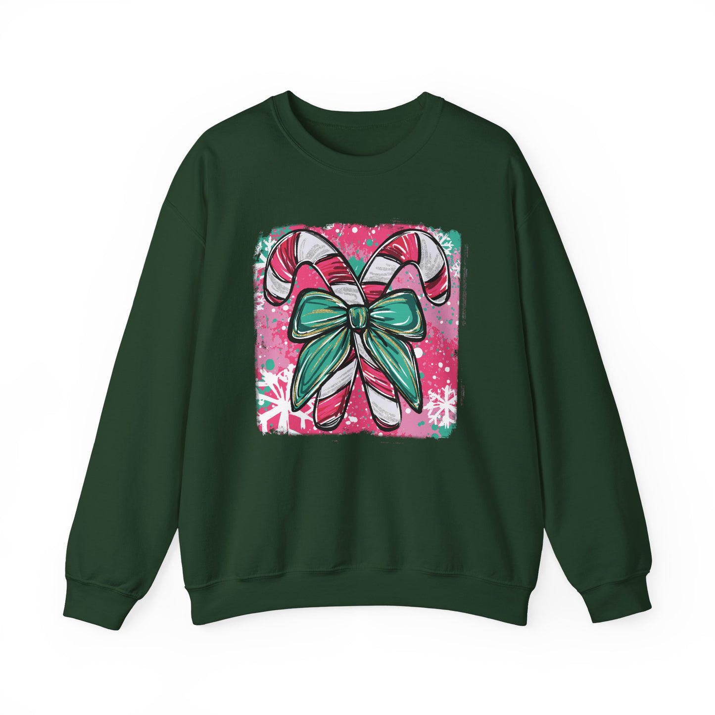 🍭✨ Candy Cane Bow Sweatshirt – Sweet Holiday Style 💖🎀