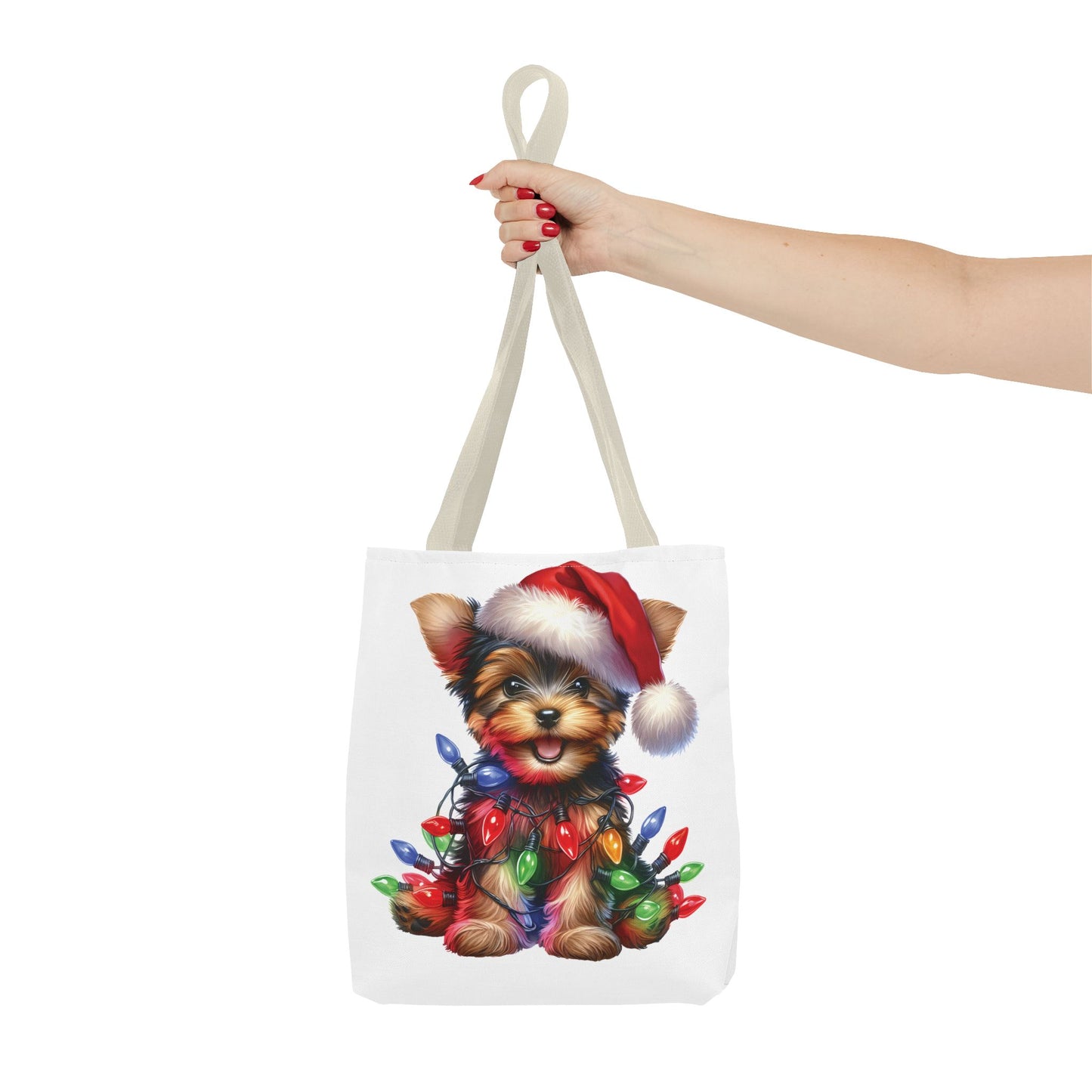 🎄 Yorkie Christmas Lights Tote Bag – Holiday Cheer in Every Carry 🎁