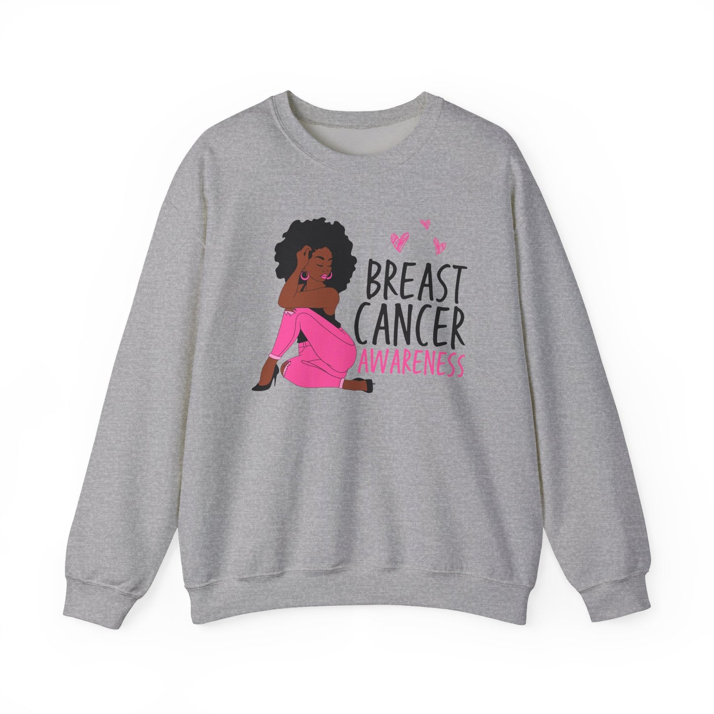 💕✨ Pink Awareness Woman Sweatshirt – Elegant Breast Cancer Support Crewneck