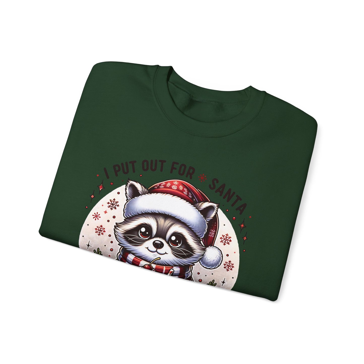 🎄🦝 “Naughty Raccoon Cocoa” Christmas Crewneck – Cute, Cozy & A Little Cheeky