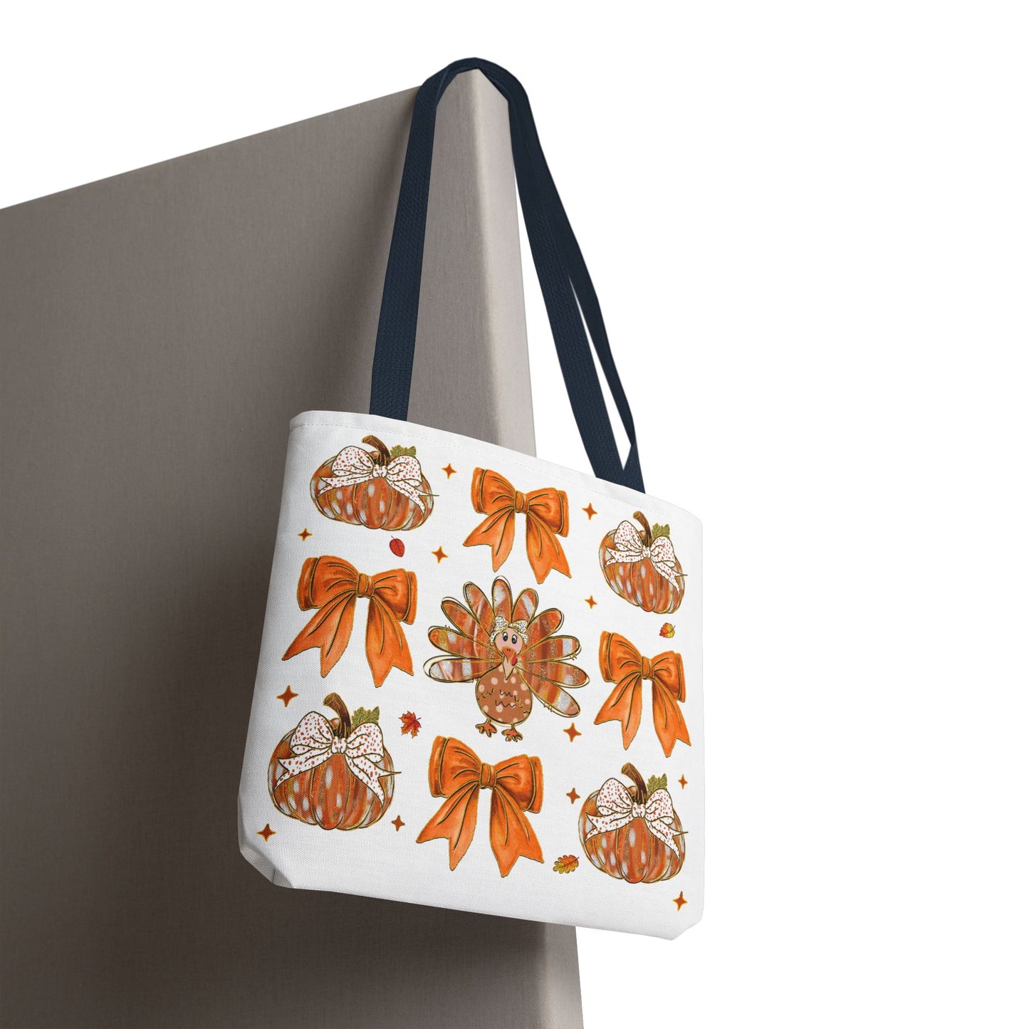 🎀 Girly Bows & Turkey Tote Bag – Cute & Cozy Thanksgiving Style 🦃🧡