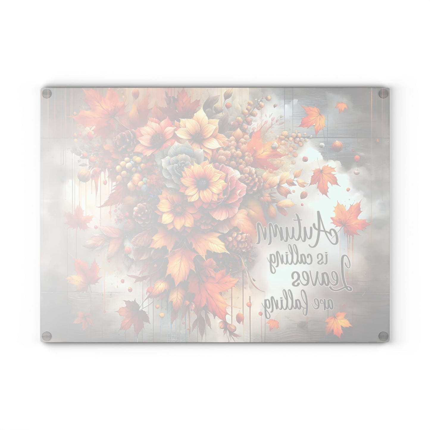🍂✨ “Autumn Is Calling” Glass Cutting Board – Cozy Fall Kitchen Accent