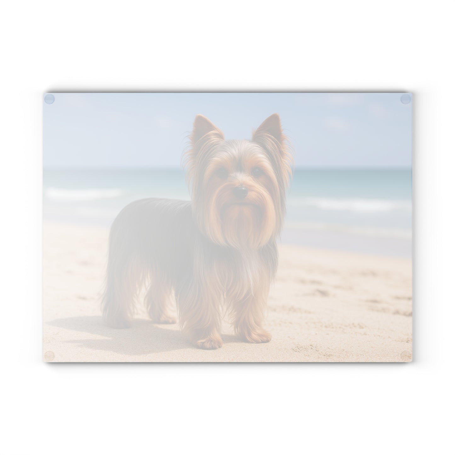 🐾🌊 Yorkie by the Ocean Cutting Board – Breezy Elegance for Your Kitchen 🌴