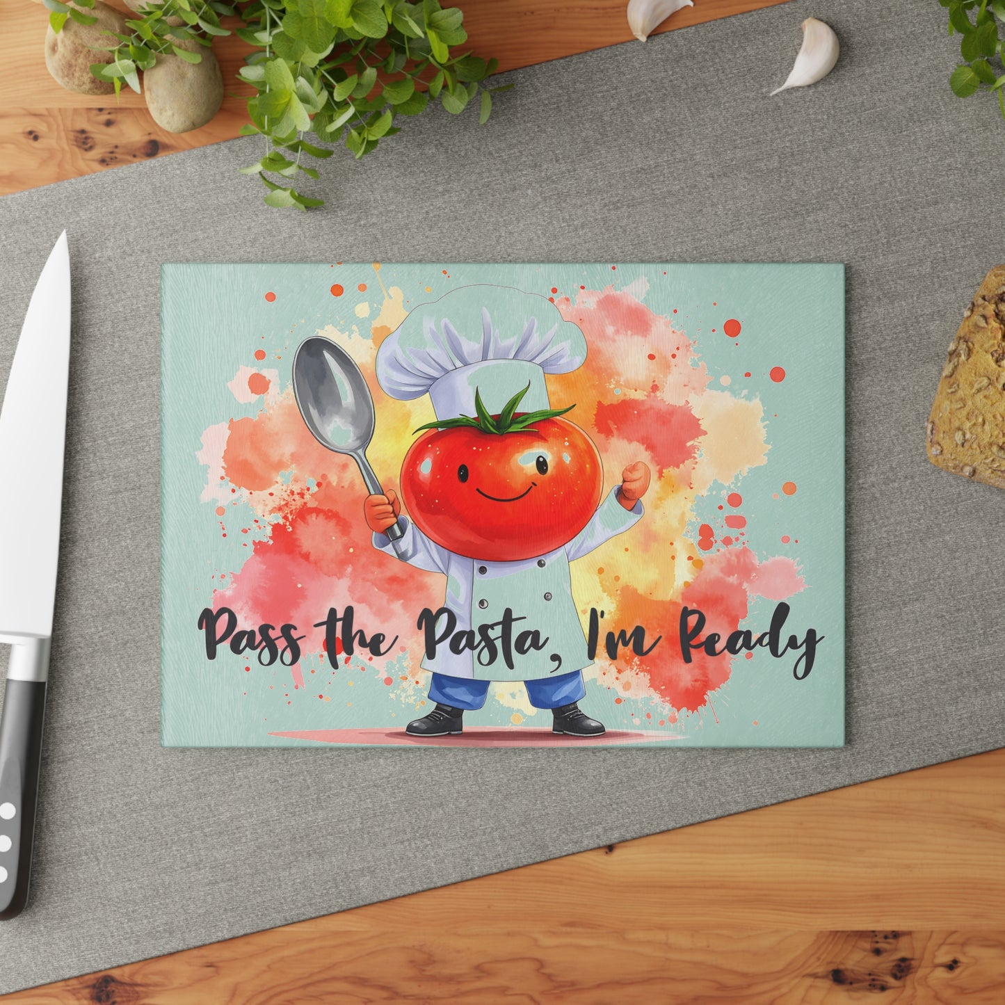 🍝 Pass the Pasta, I'm Ready – Funny Tomato Chef Cutting Board