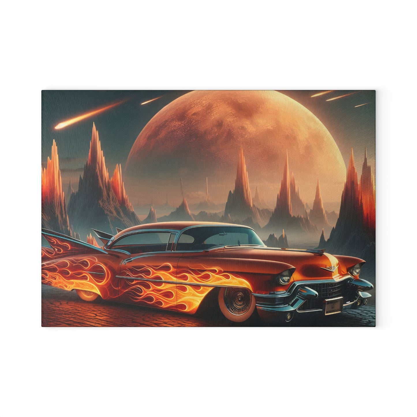 🔥 Retro Flame Classic Car Cutting Board – Bold Style for Kitchen & Garage Lovers 🚗