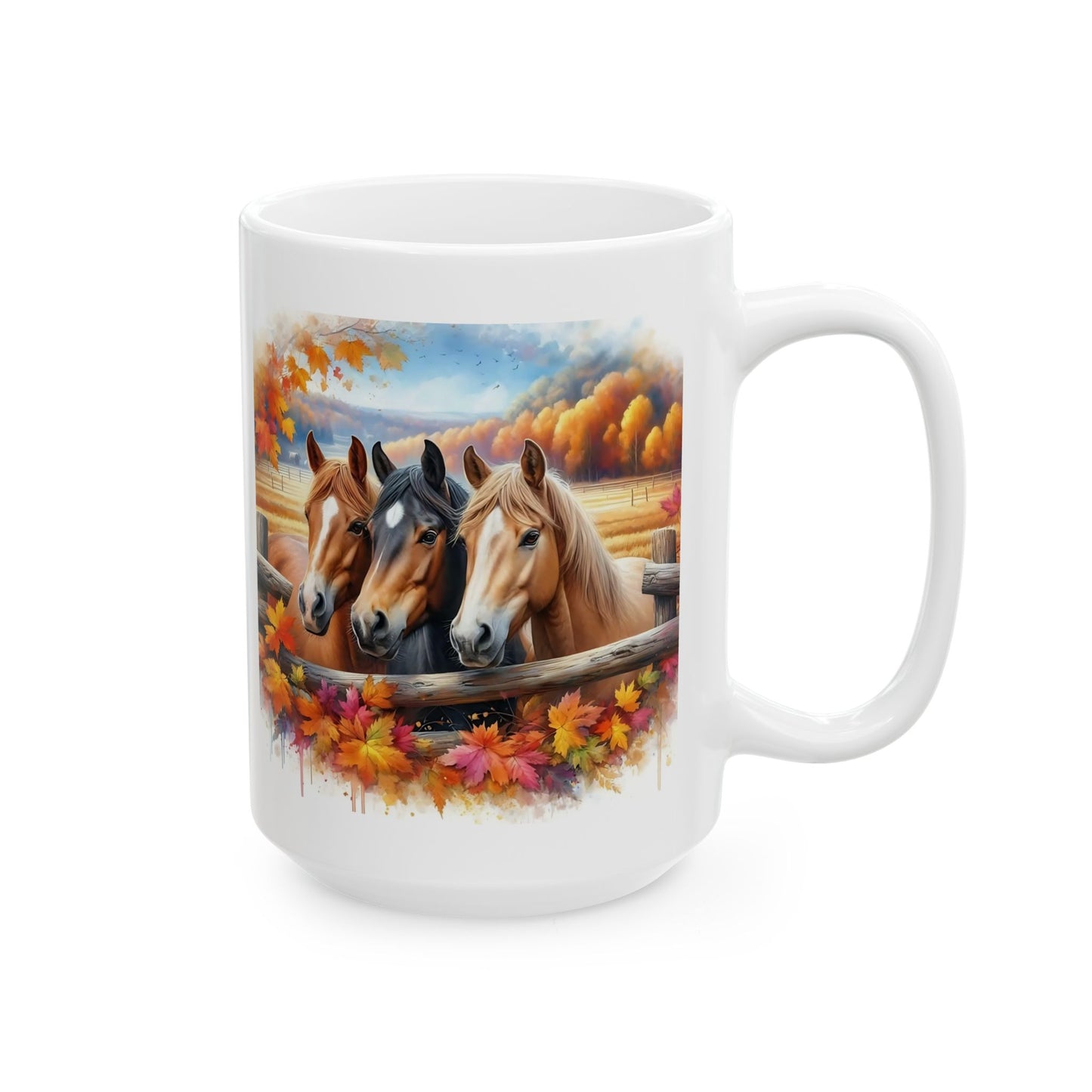 🐴🍂 Autumn Horses Mug – Fall Farm Coffee Cup with Rustic Charm ☕🍁
