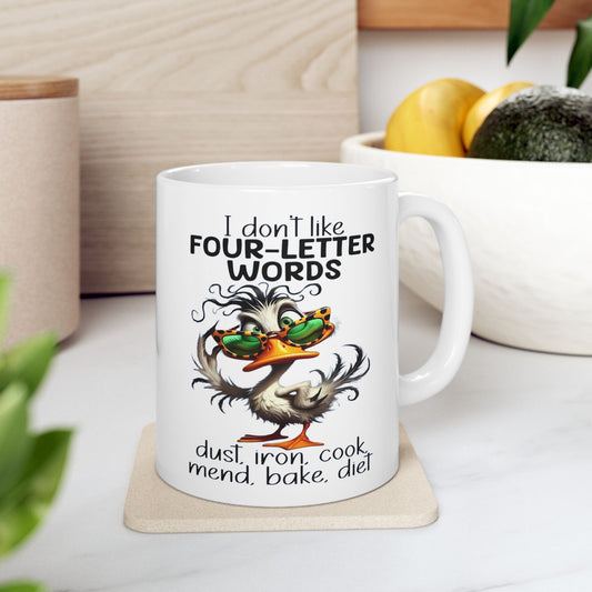 ☕ Taza de café Sassy Duck “Palabras de cuatro letras”: ¡un regalo divertido y con actitud!