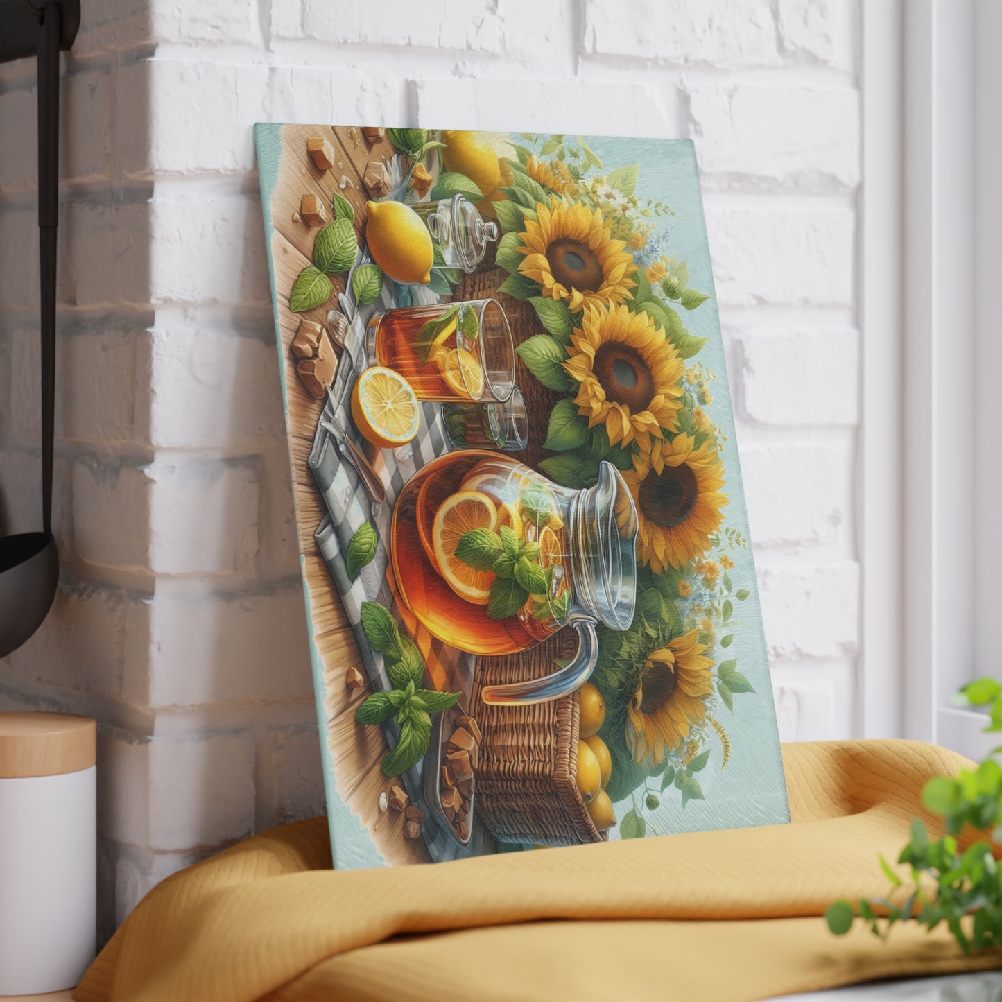 🍋 Sunflower Lemon Iced Tea Cutting Board – Summer Sips & Farmhouse Sunshine