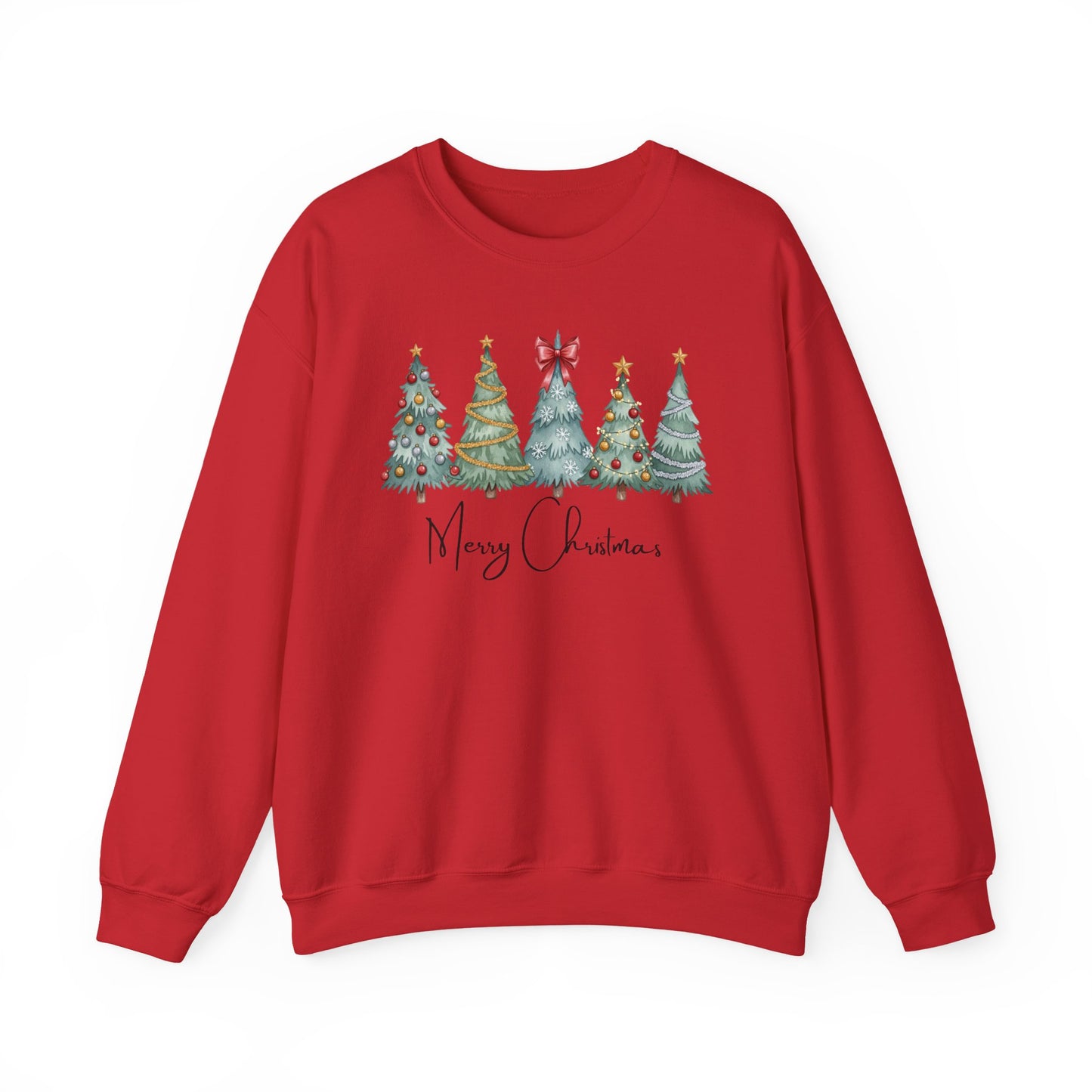 🎄✨ Merry Christmas Trees Sweatshirt – Bold Patterns & Festive Cheer
