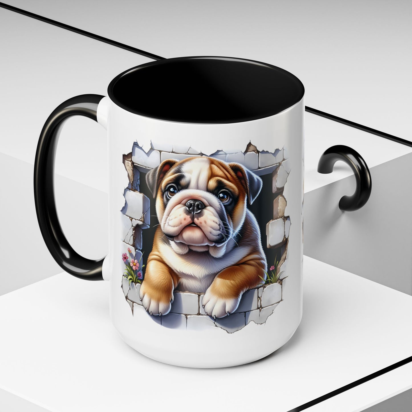 🐶☕ English Bulldog Puppy Accent Mug – Adorable Breakthrough Pup Design ✨rs (11/15oz)