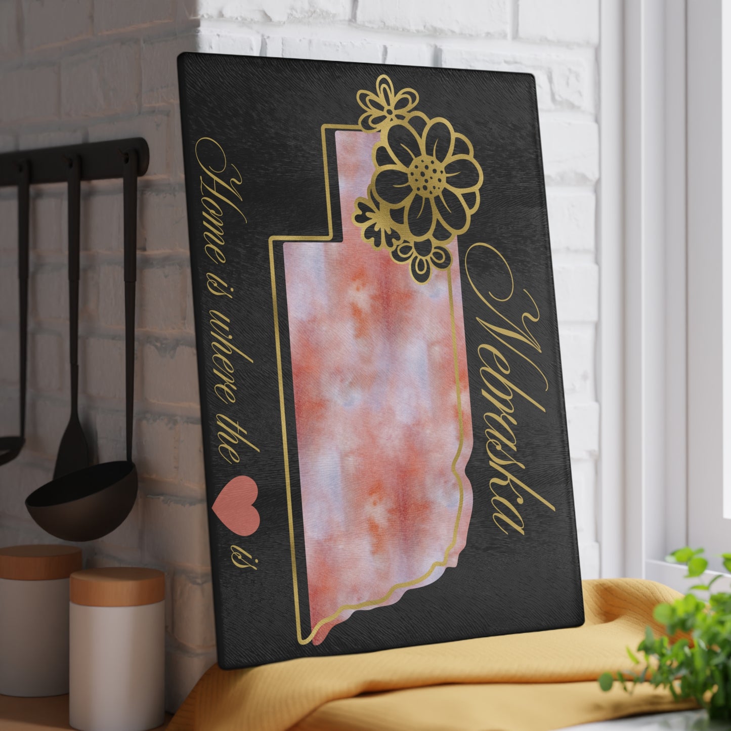 🌸 Nebraska Floral State Cutting Board – Rustic Charm Meets Heartland Pride 🌸