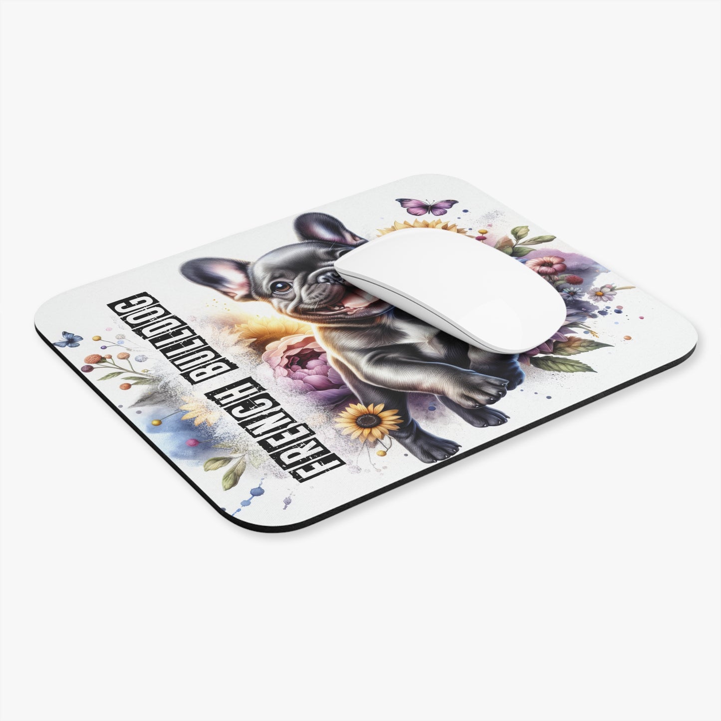 🖱️🐾🌻 French Bulldog Mouse Pad – Frenchie Pup with Sunflowers Desk Art