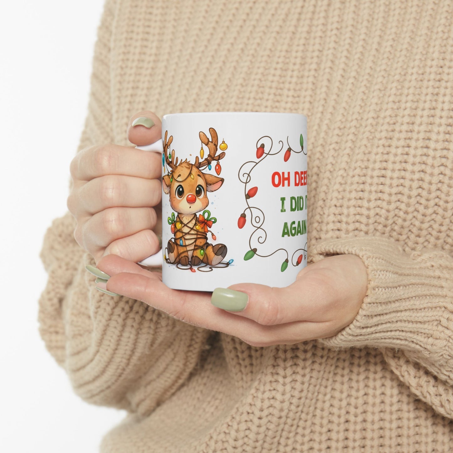🦌🎄 Oh Deer… I Did It Again Christmas Mug – Cute Reindeer Coffee Cup ✨☕