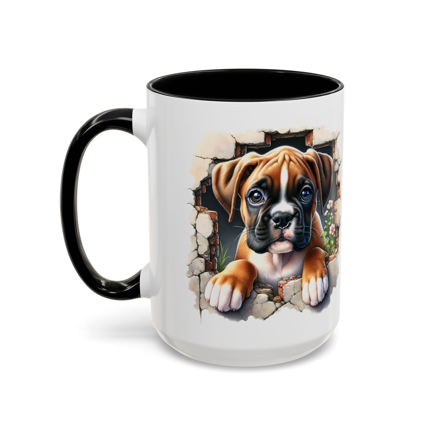🐶☕ Boxer Puppy Peek Accent Mug – Adorable Dog Lover Gift ✨💛