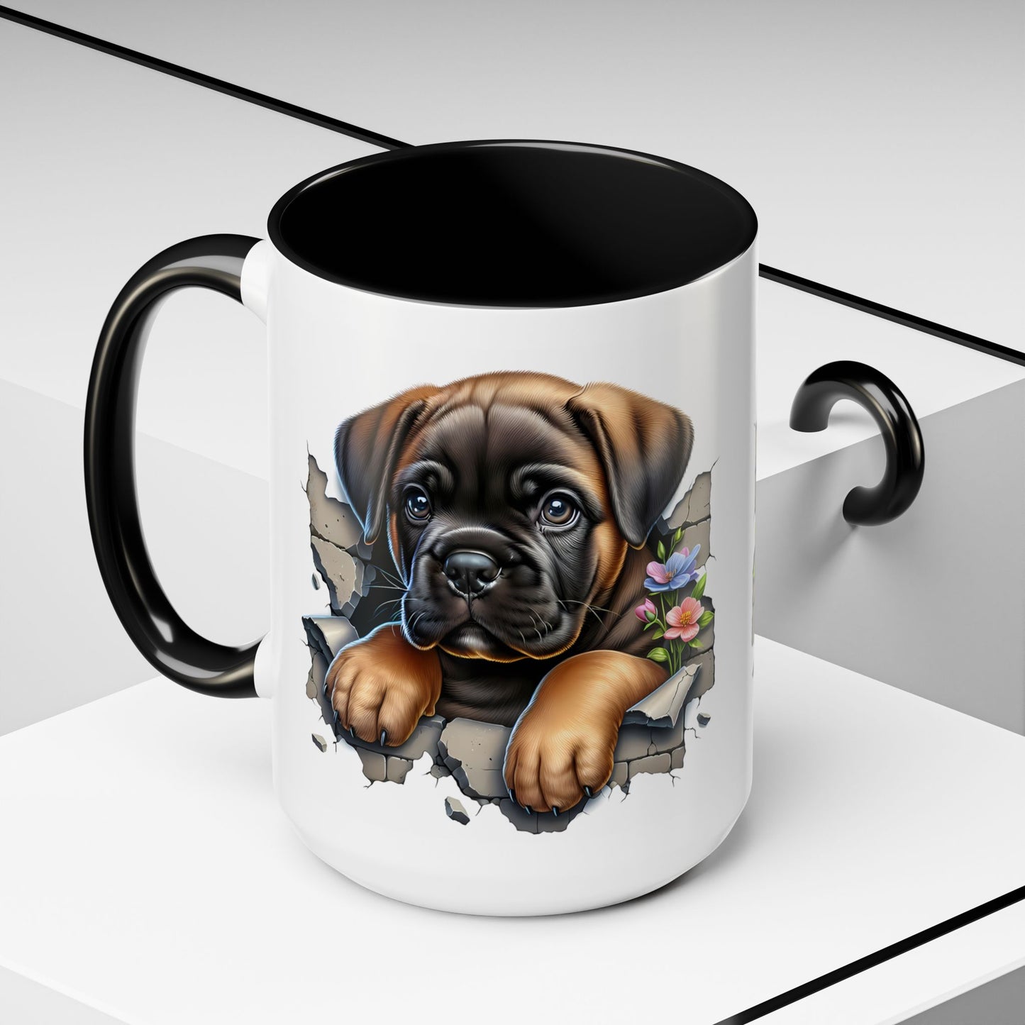 🧡 Boxer Puppy Accent Mug – Adorable Peek-Through Cup for Dog Lovers