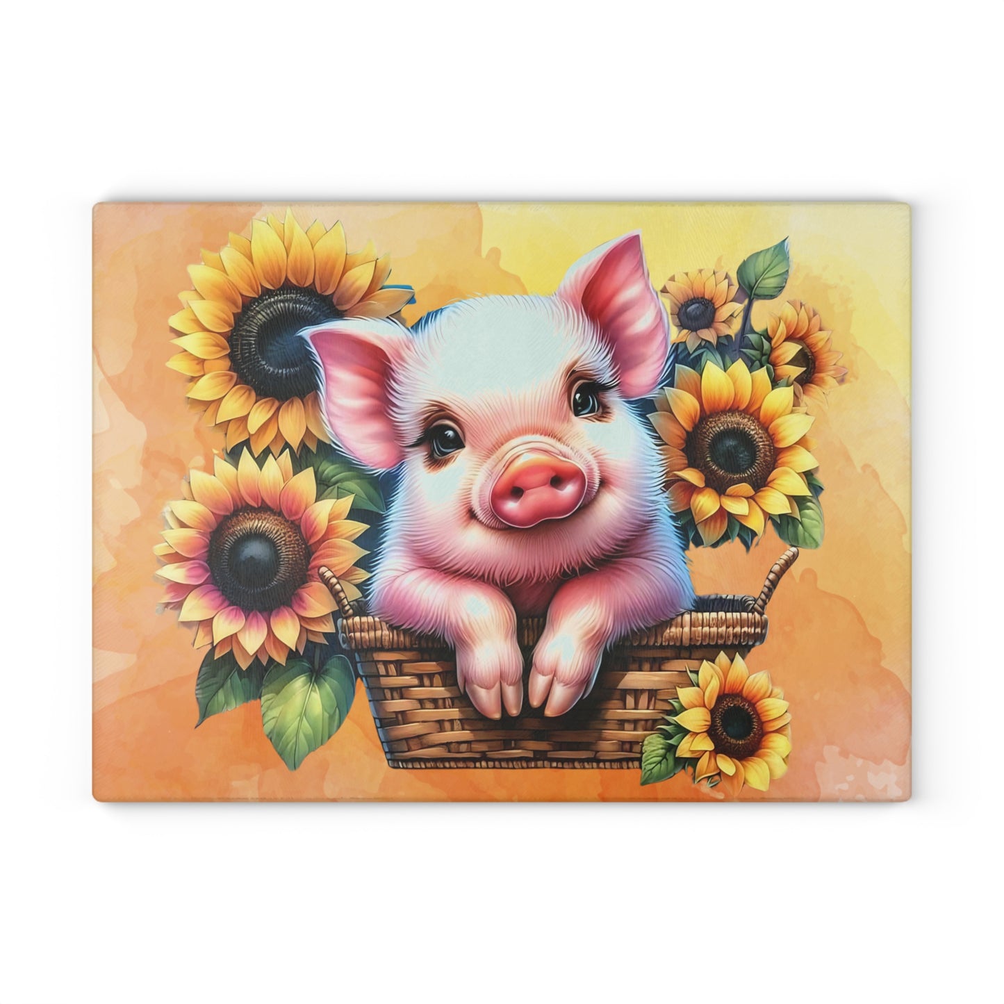 Tabla de cortar de cerdo, decoración de cerdito, regalo rústico de granja, regalo para amantes de los cerdos, tabla de cortar de vidrio, encanto campestre, decoración de cocina de granja