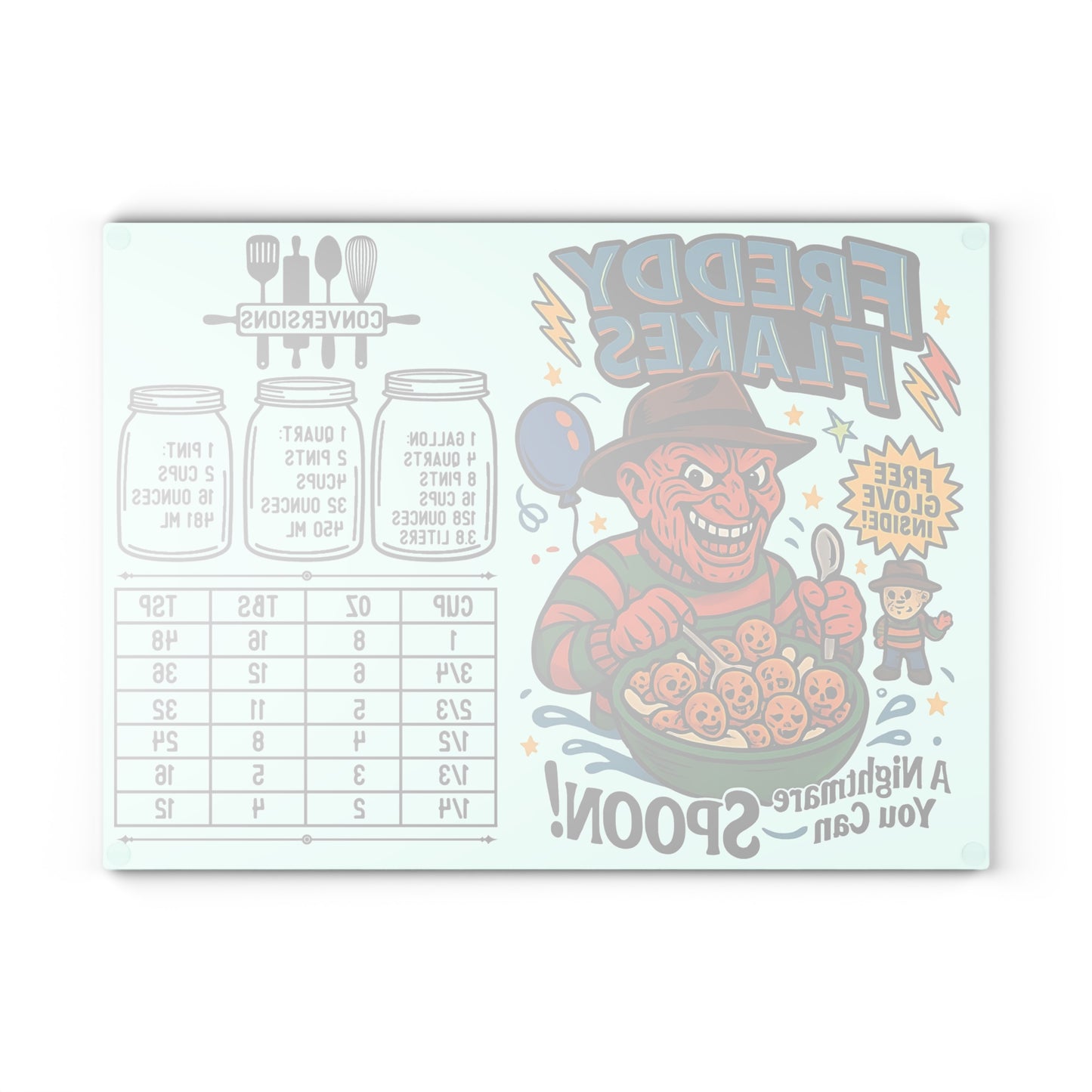 🔥 “Freddy Flakes” Horror Cereal Cutting Board – A Nightmare You Can Spoon! 🍽️