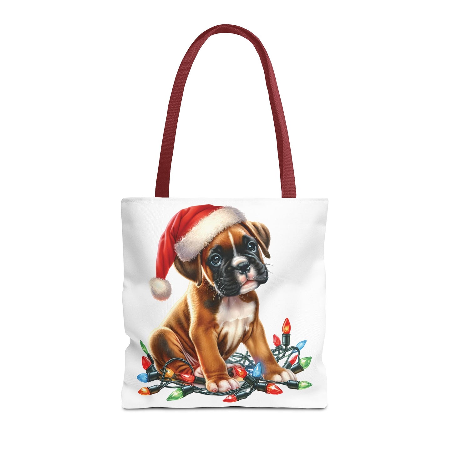 👜 Boxer Christmas Lights Tote Bag – Festive Charm for Dog Lovers 🎄