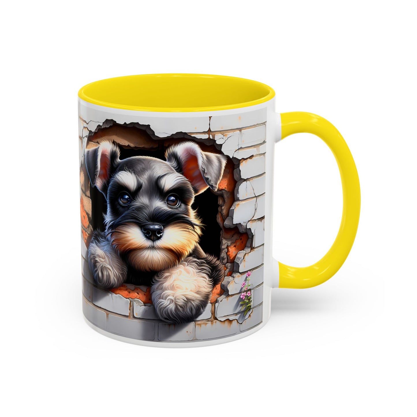 🎀🐶 Schnauzer Puppy Accent Mug – Cute Peek-Through Dog Design for Animal Lovers ☕💖