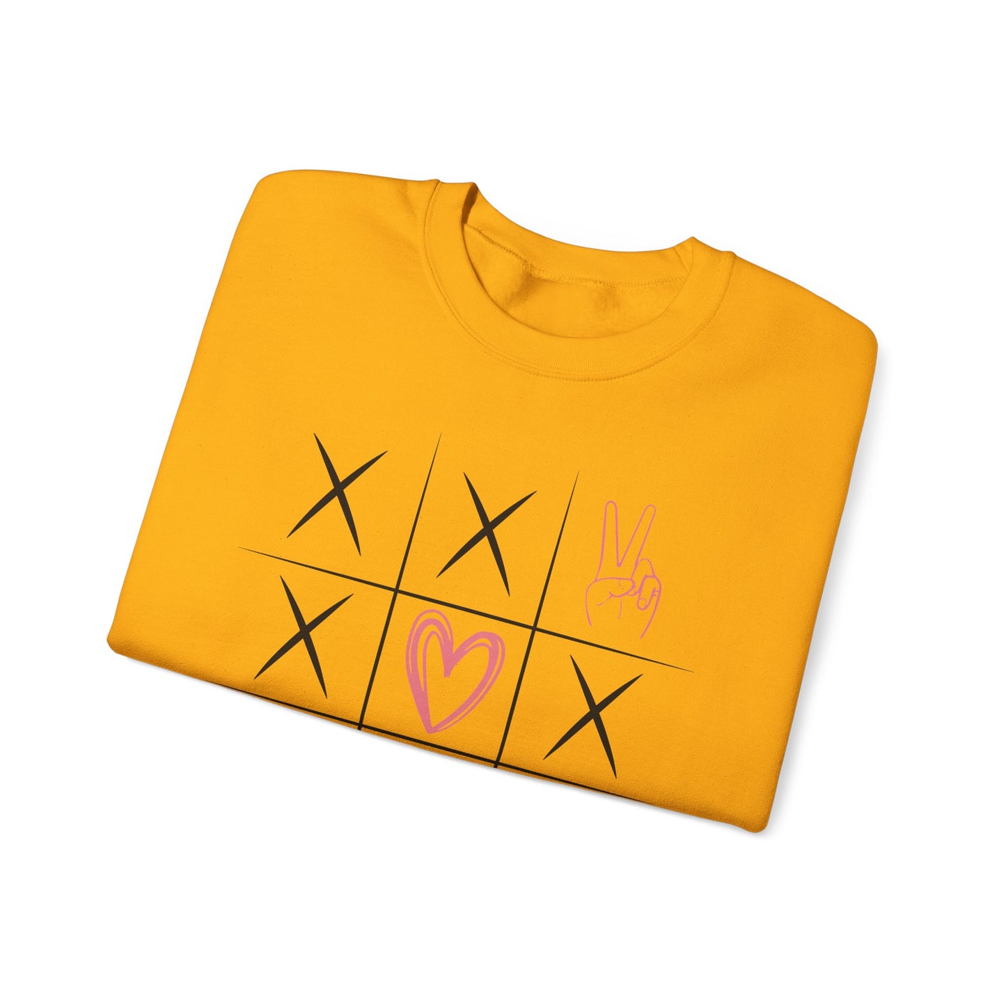 🌍🎗️ World Cancer Day Sweatshirt – Awareness Tic-Tac-Toe Heart & Ribbon