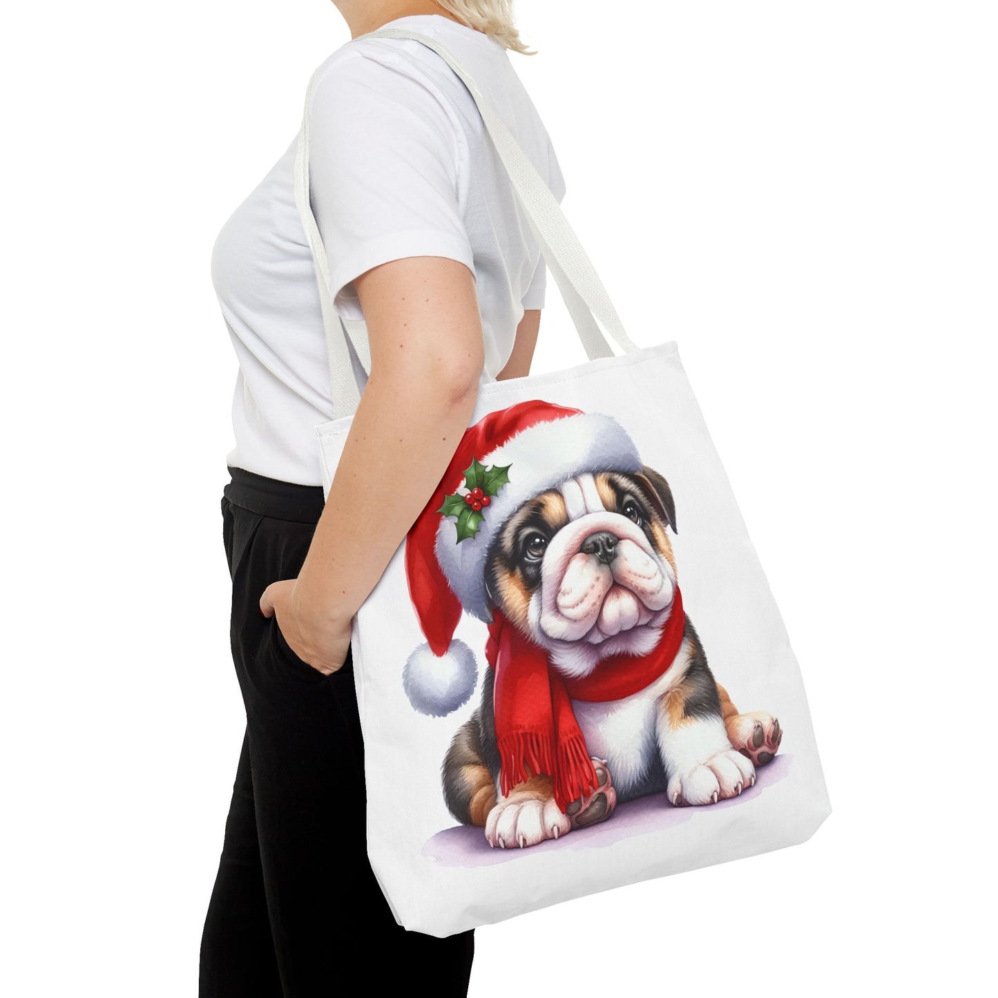 🎅 Bulldog Christmas Tote Bag – Cozy Holiday Style for Dog Lovers 🐾
