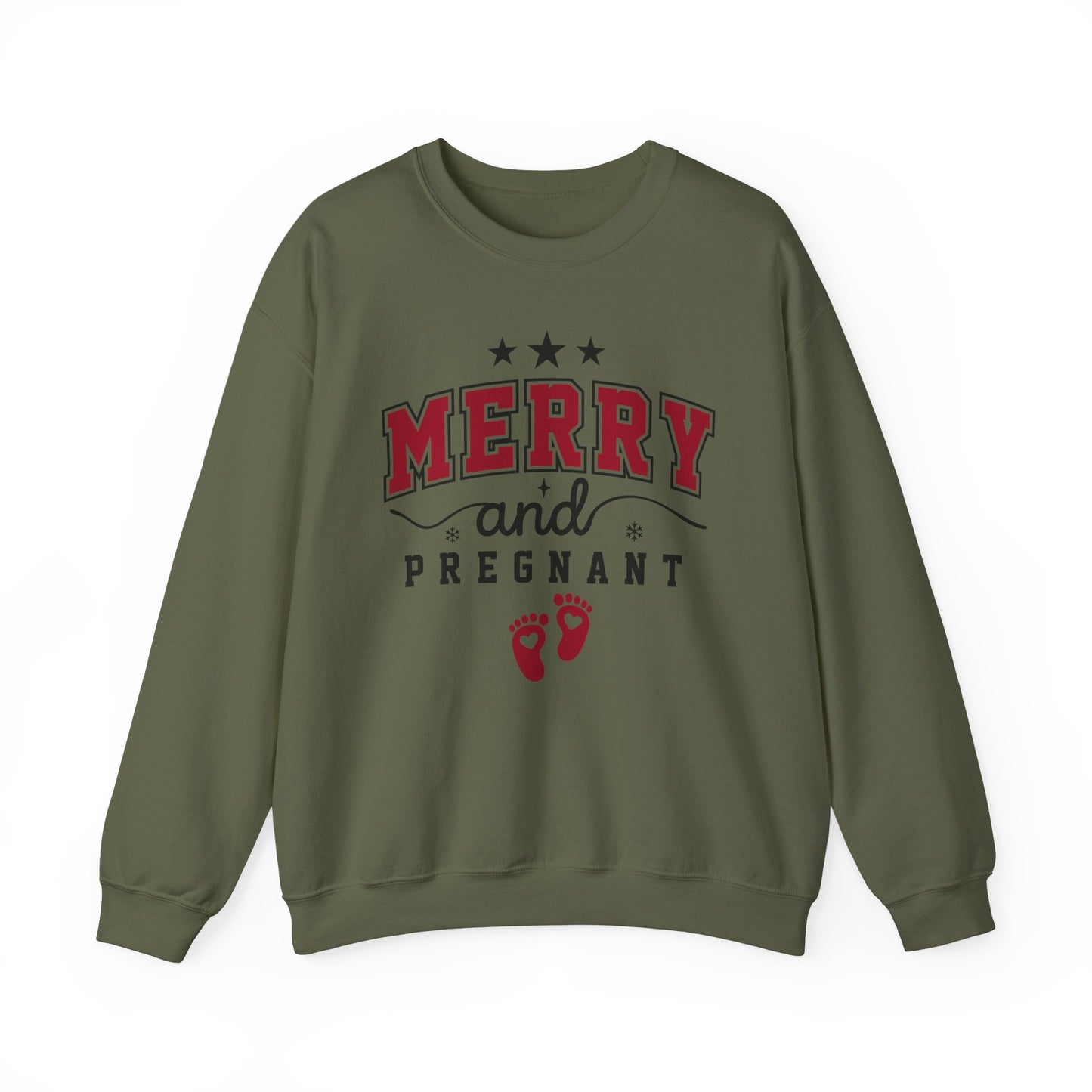 🎄👣 Merry Little Kicking Feet Christmas Maternity Sweatshirt – Cute Holiday Pregnancy Crewneck