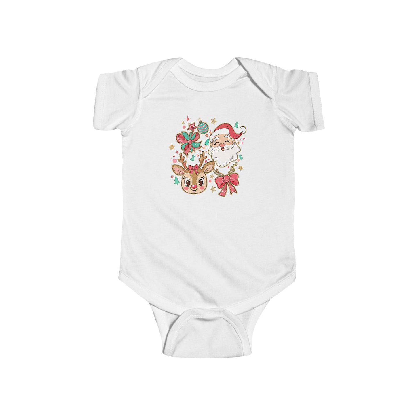 🎄 Santa & Reindeer Christmas Baby Onesie – Festive Holiday Outfit 🎅🦌✨