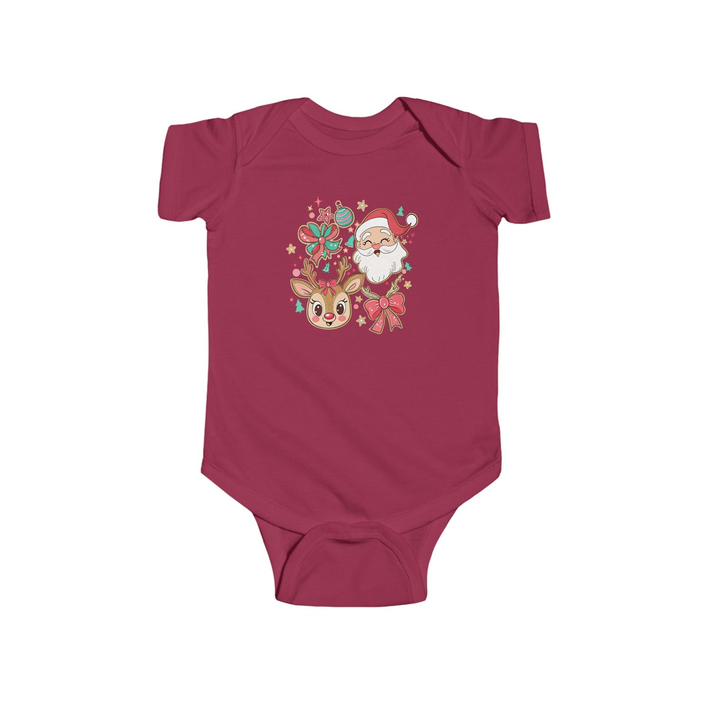 🎄 Santa & Reindeer Christmas Baby Onesie – Festive Holiday Outfit 🎅🦌✨