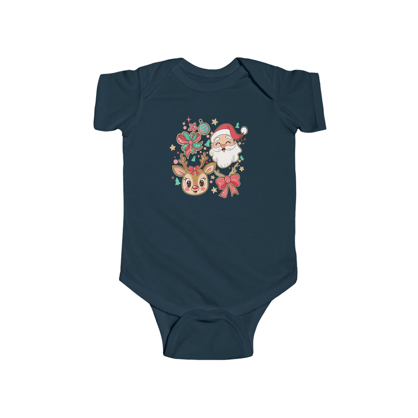 🎄 Santa & Reindeer Christmas Baby Onesie – Festive Holiday Outfit 🎅🦌✨