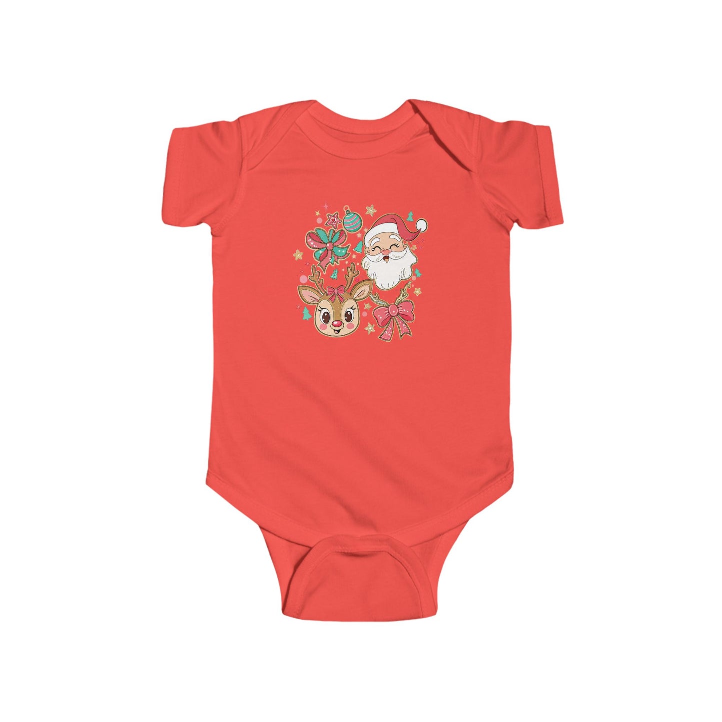 🎄 Santa & Reindeer Christmas Baby Onesie – Festive Holiday Outfit 🎅🦌✨