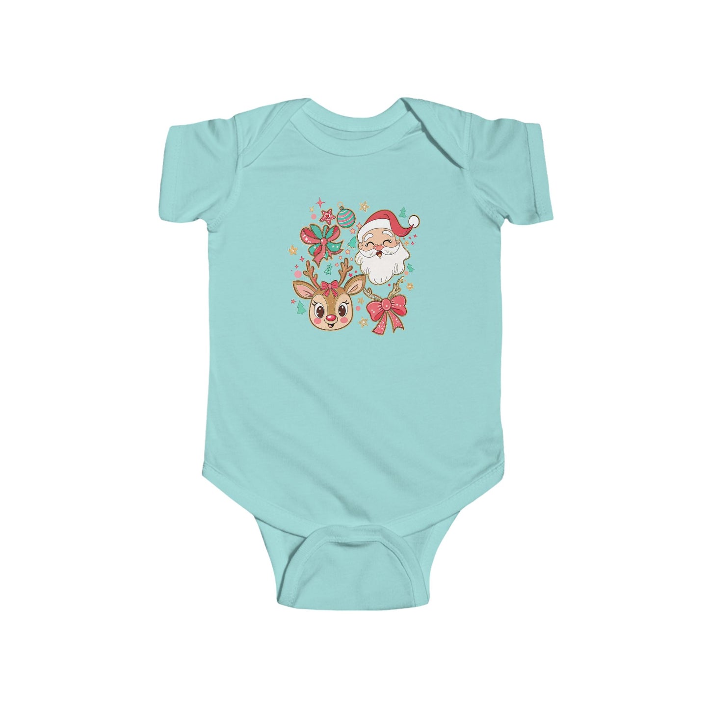🎄 Santa & Reindeer Christmas Baby Onesie – Festive Holiday Outfit 🎅🦌✨