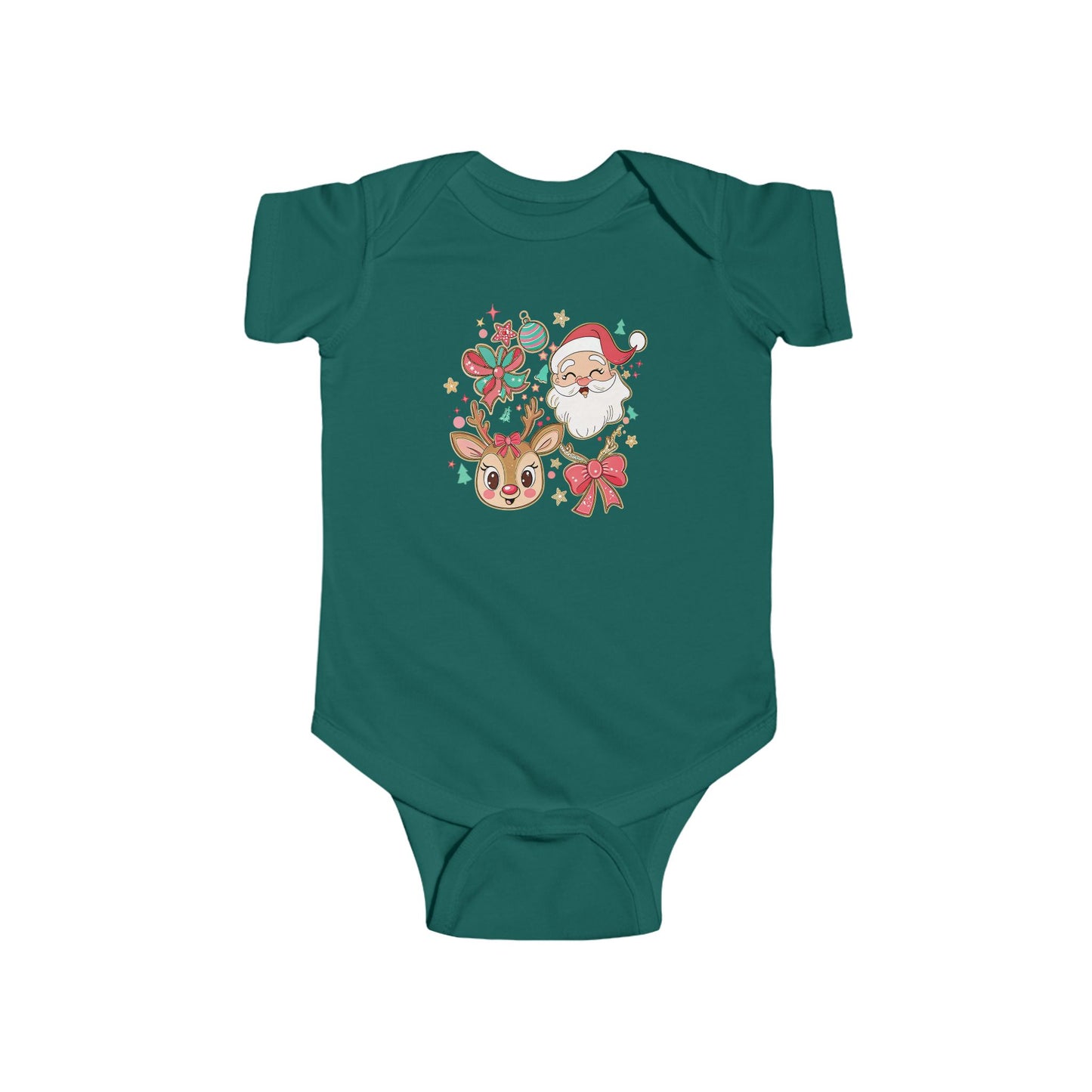 🎄 Santa & Reindeer Christmas Baby Onesie – Festive Holiday Outfit 🎅🦌✨