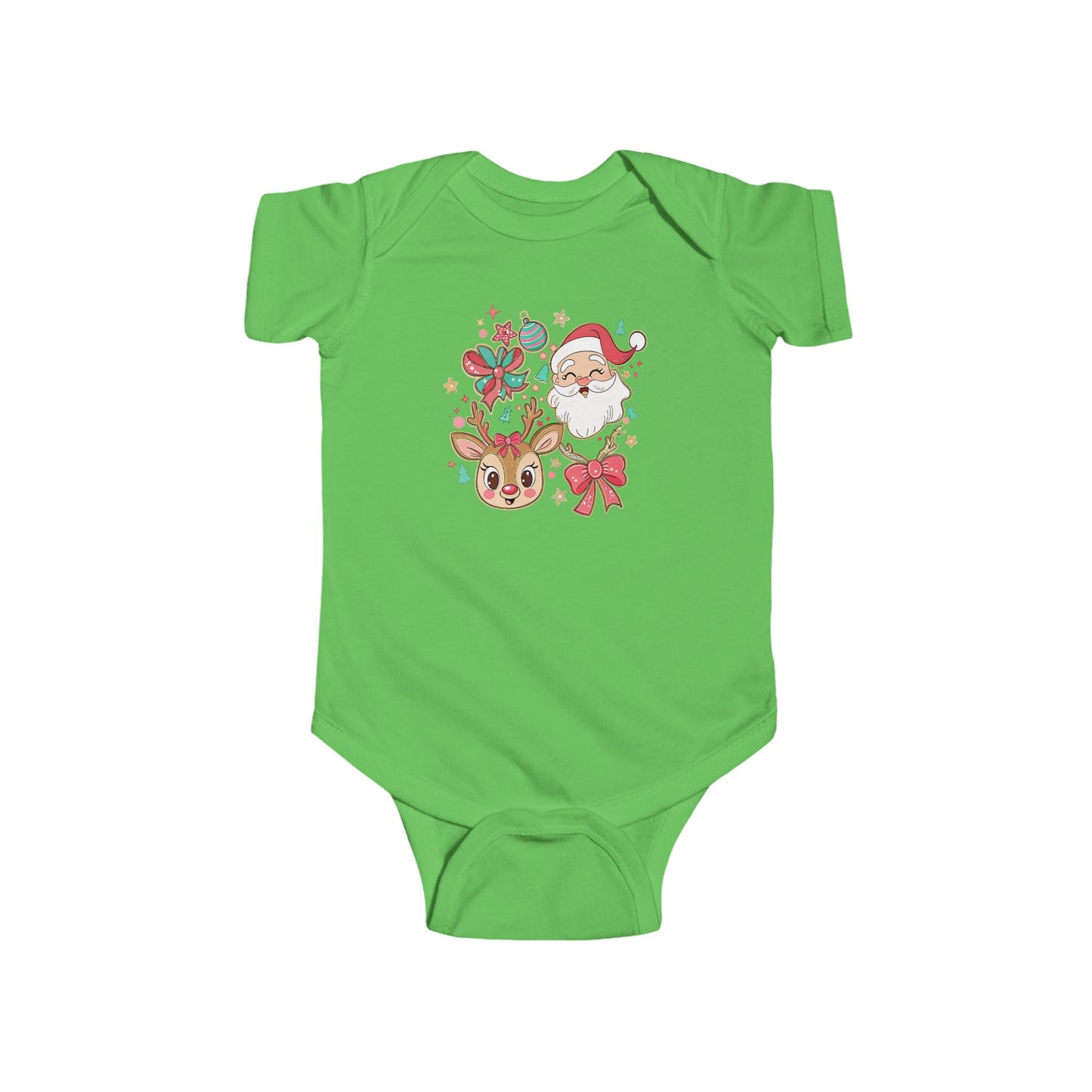 🎄 Santa & Reindeer Christmas Baby Onesie – Festive Holiday Outfit 🎅🦌✨
