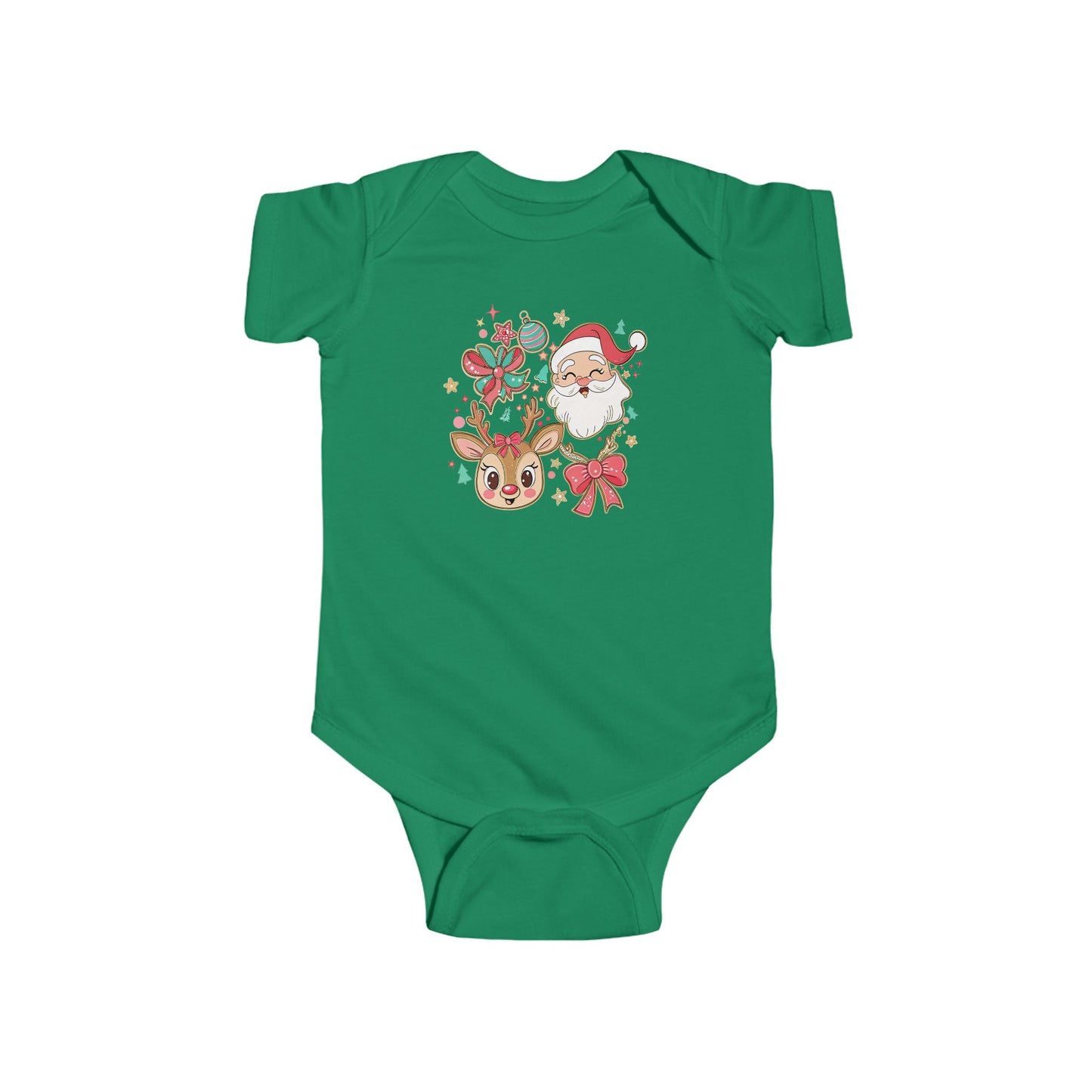 🎄 Santa & Reindeer Christmas Baby Onesie – Festive Holiday Outfit 🎅🦌✨