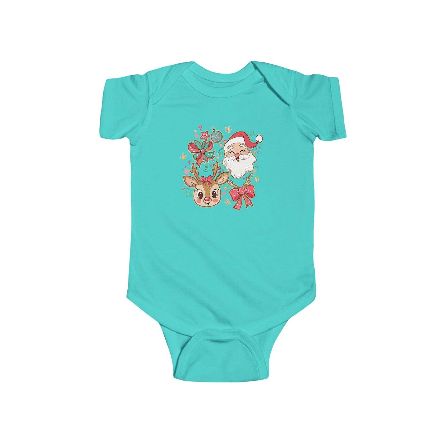 🎄 Santa & Reindeer Christmas Baby Onesie – Festive Holiday Outfit 🎅🦌✨