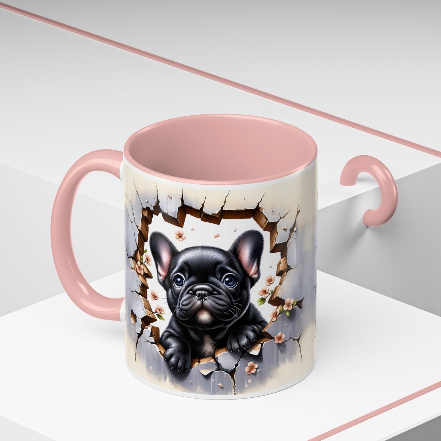 🐾☕ Black French Bulldog Puppy Accent Mug – Cute Breakthrough Pup Design ✨