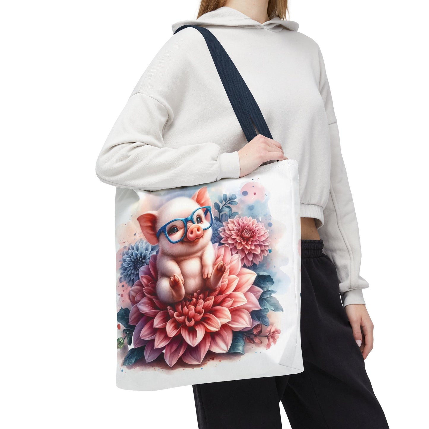 🐷 Floral Piglet Tote Bag – Cute, Whimsical & Practical 🌸