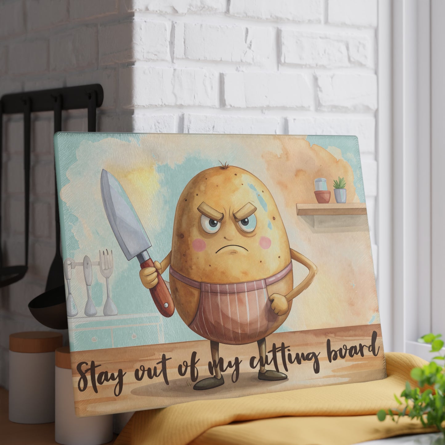 🥔 Stay Out of My Cutting Board – Funny Kitchen Humor for Your Home