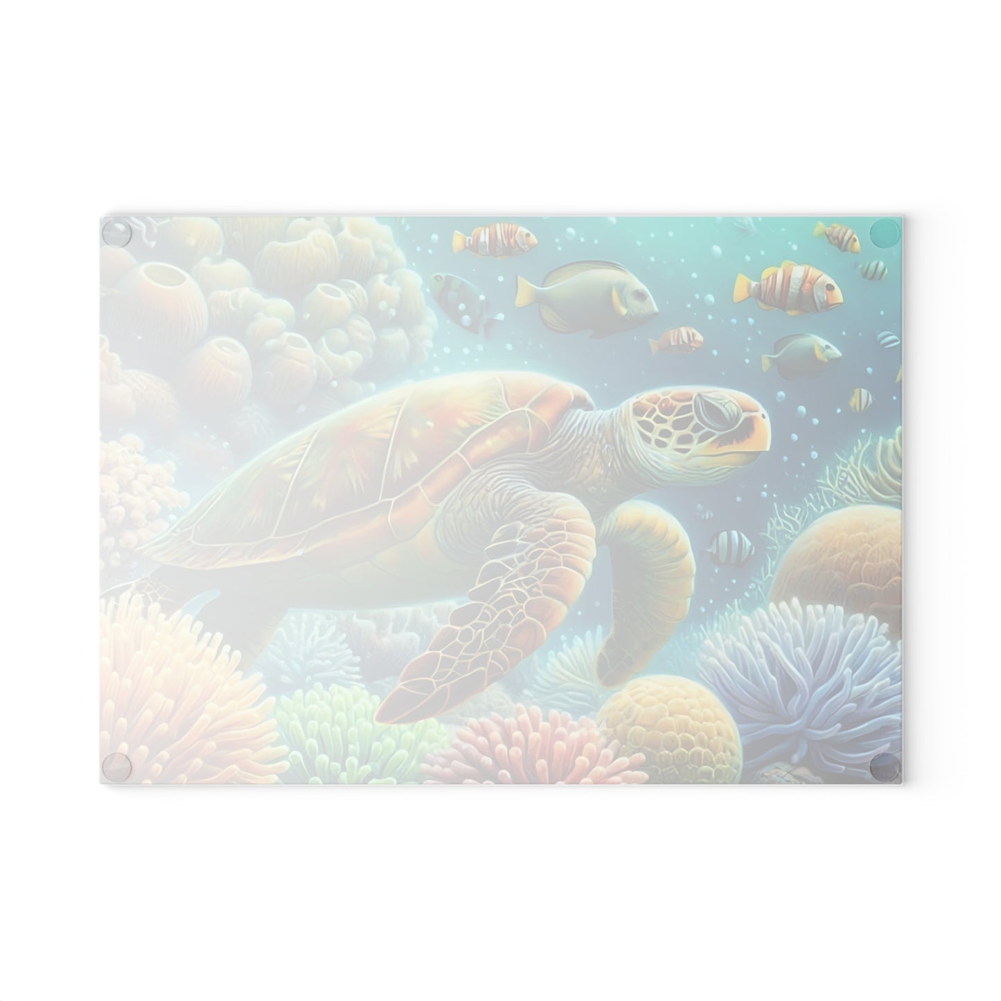 Rainbow Coral Sea Turtle Cutting Board – Vivid Marine Fantasy